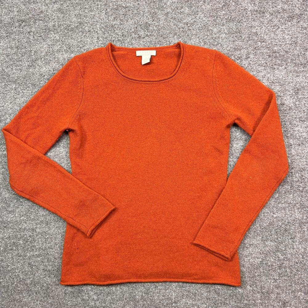 Tweeds Sweater Womens Small Orange 100% Cashmere Scoop Neck Pullover Top